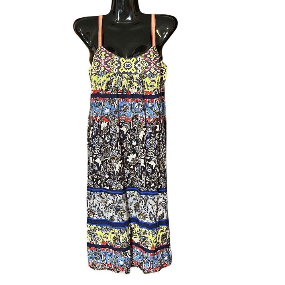 Anthropologie One September Boho Embroidered Top AdjustableStrap Shift Dress‎ Sz